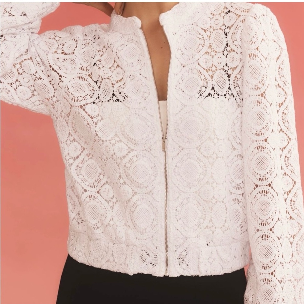 By Anthropologie Crochet Bomber Jacket never worn no tags size small